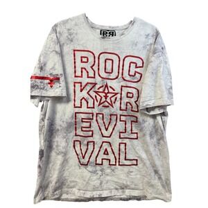 Rock Revival Tanner T-shirt Grey Tie-Dye with Foiled Logo Size XXL